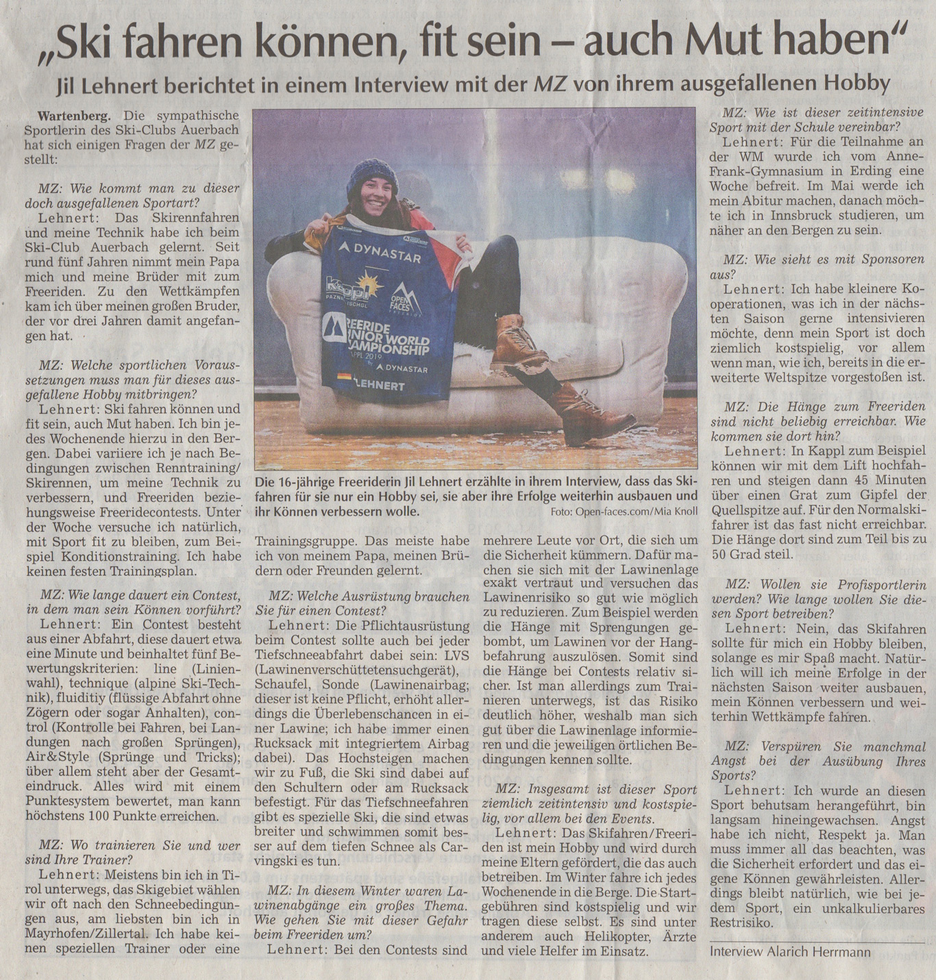 Jil Lehnert berichtet in einem Interview mit der MZ von ihrem ausgefallen Hobby