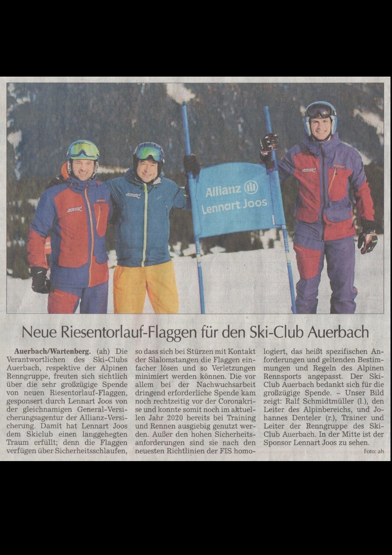 Neue Riesentorlauf-Flaggen für den Ski-Club Auerbach