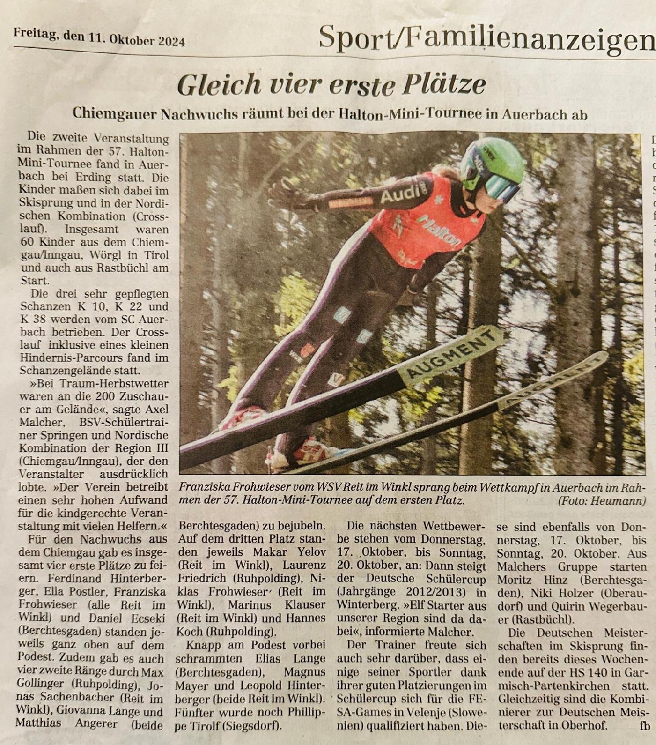 Gleich vier erste Plätze bei der Halton-Mini-Tournee in Auerbach